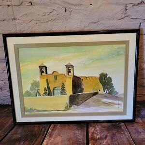 Vintage, Mission, Southwest, Taos, California, Tucson, Watercolor, Art, Signed